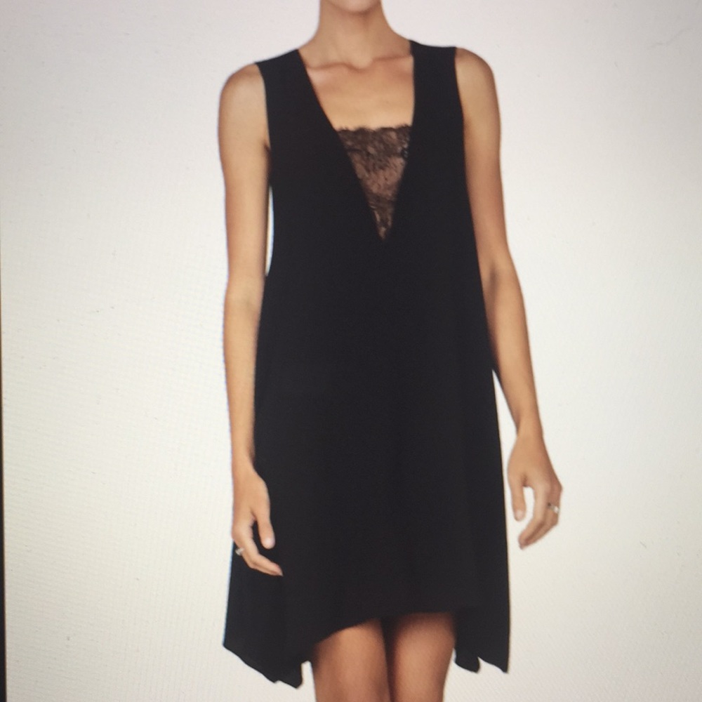 BCBGMAXAZRIA ALIE SLEEVELESS A-LACE-INSERT DRESS